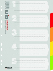 PRZEKŁADKI KARTONOWE OFFICE PRODUCTS A4 5 KART MIX 21070521-99