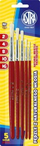 ZESTAW PĘDZLI ASTRA Z NATURALNEGO WŁOSIA 5 SZTUK ROZMIARY 2/4/8/10/16