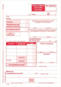 DRUK ROZLICZENIE ZALICZKI A6 409-5