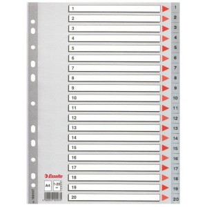 PRZEKŁADKI PLASTIKOWE ESSELTE A4 NUMERYCZNE 1-20 100107