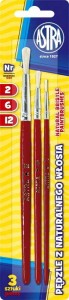 ZESTAW PĘDZLI ASTRA Z NATURALNEGO WŁOSIA 3 SZTUKI ROZMIARY 2/6/12