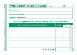 DRUK WNIOSEK O ZALICZKĘ A6 408-5